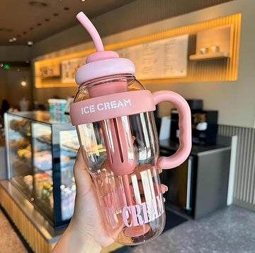 ice cream water bottle | cute water bottle | kids water bottle | aesthetic bottle | kawaii water bottle | reusable water bottle | plastic water bottle | leak proof bottle | portable water bottle