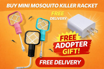FREE Adapter + FREE Delivery Electric Mosquito Racket with UV Light – Handheld Mosquito Killer Bat for Indoor & Outdoor Use